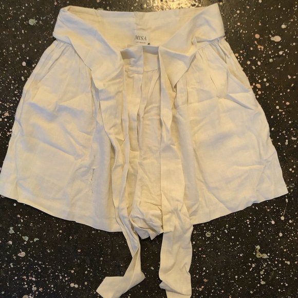 MISA Los Angeles Callae Shorts Ivory White Tie Belt High Waist S NWT $198 - Picture 8 of 8
